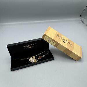Bombay Jeweled Bee Bookmark Gold Tone Metal Amber Clear Rhinestones Original Box